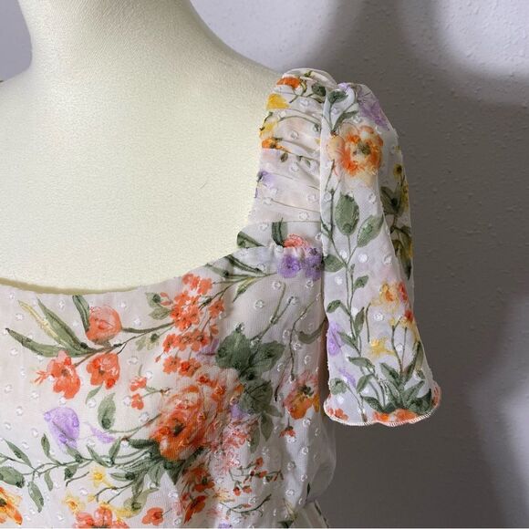 Flowy Fairycore Floral Whimsical Tiered Spring Dress Women's Size 11 - Picture 8 of 16